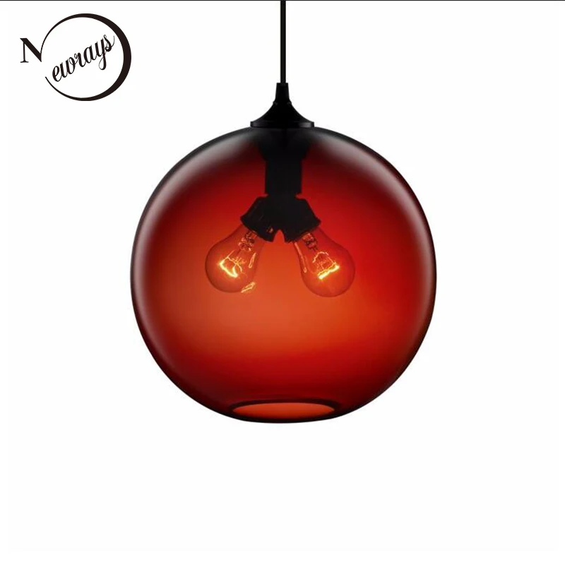 Loft 7 color glass ball Pendant Lamps modern E27/E26 led 2 lights cord lamparas pendant for restaurant living room bar | Лампы и