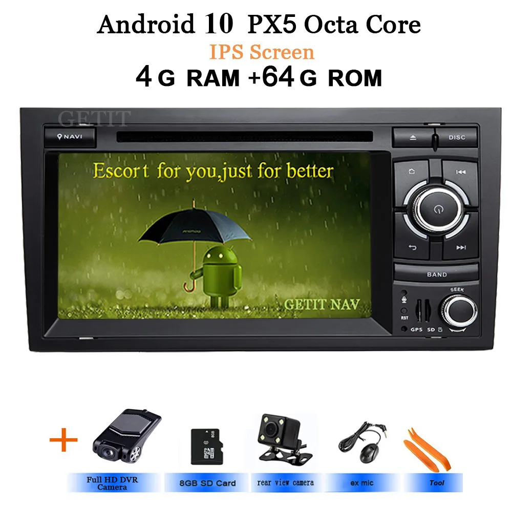 64 Гб DSP Android 10 автомобильный стерео DVD мультимедийный плеер для Audi A4 S4 RS4 2002-2007 с WiFi BT gps навигация Радио ips экран - Цвет: IPS 4G-Rear-DVR-cam