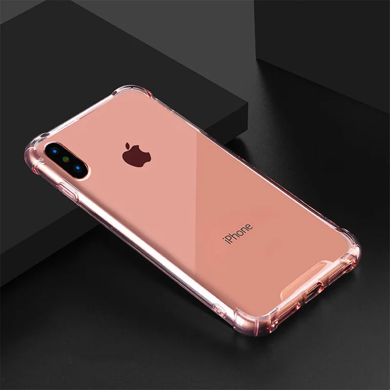 Модный противоударный бампер прозрачный силиконовый чехол для телефона iPhone 7 X XS