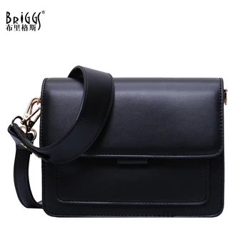 

BRIGGS Small Wide Strap Women Shoulder Bag Fashion Flap PU Leather Messenger Crossbody Bags For Women's Party Bags For Ladies