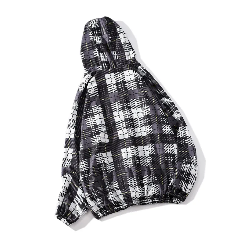 Plaid клетчатая куртка повседневная мужская модная куртка с капюшоном и длинными рукавами спортивное пальто Топ на молнии блузка Прямая July23