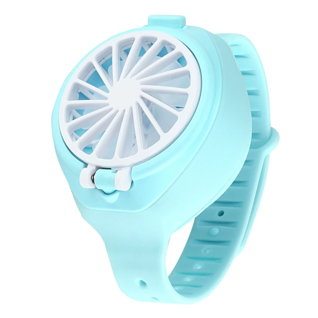 Portable Watch Fan USB Mini Personal Air Cooling Fan Student Wrist Fan Blue