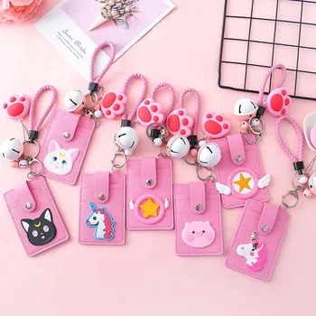 

Kawaii Pink Cat Claw Card Holder Women ID Card Holders Lolita Leather Cards Case for Girls Bank Credit Card Cover Protector