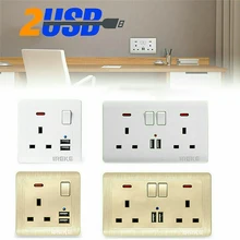 Лаконичное украшение для дома двойная стенная штепсельная розетка стандарта Великобритании многофункциональная розетка с USB зарядным устройством 2 порта настенные розетки плоская пластина