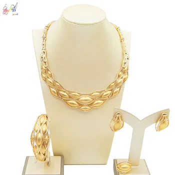 

Yulaili African Jewelry Sets Necklace Earrings Bracelet Ring Nigerian Wedding Bridal Party Fashion Jewelry Set Free Shipping