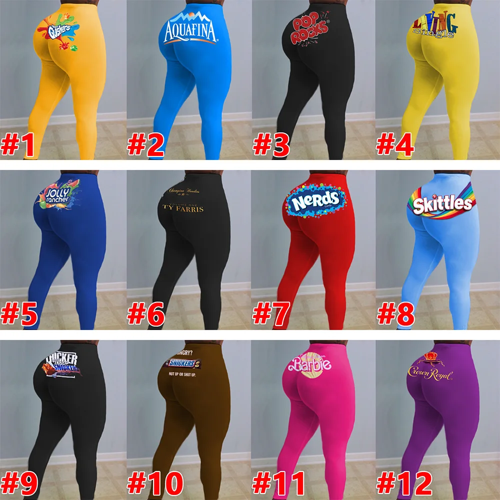 Women Snack Snickers Printed Leggings Fitness Gym Pants Fall Clothes Plus Size Women Clothing Black High Waist Trousers