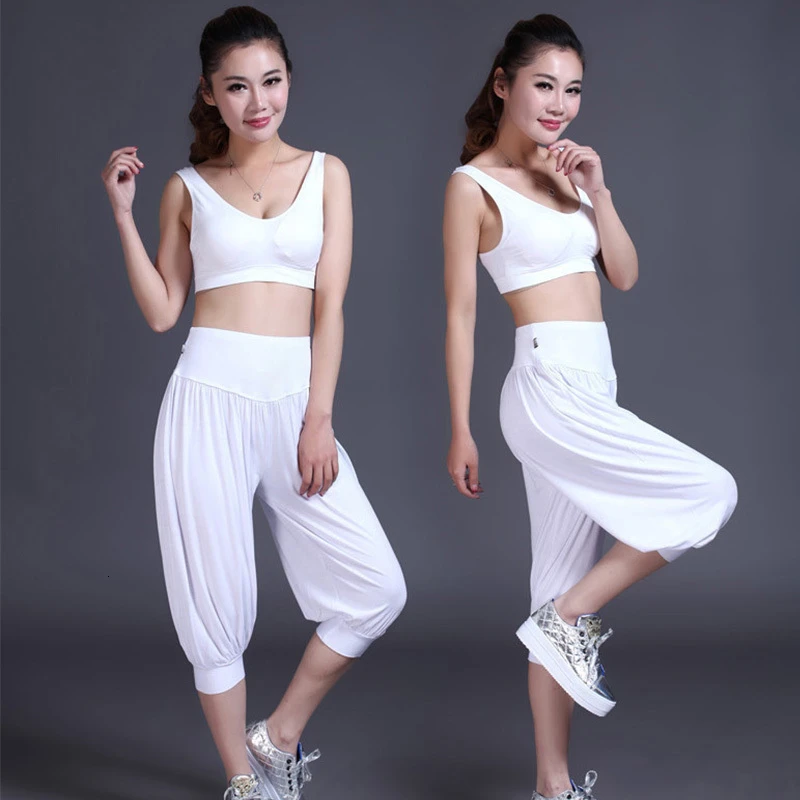 XC High Waist Women's Sports Yoga Pants Wide Leg Loose Long Bloomers Trousers Belly Dancing Bloomers Pants Sports Trousers 