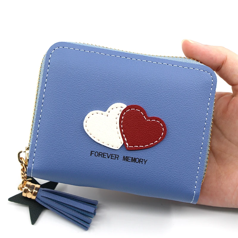 Короткие женские кошельки с милыми сердечными кисточками модный кошелек для