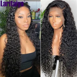 Laritaiya Hair Peruvian Water Wave Lace Front Wigs 100% Human Hair Lace Wigs Water Wave Lace Closure Wig Short Bob Curly Wig