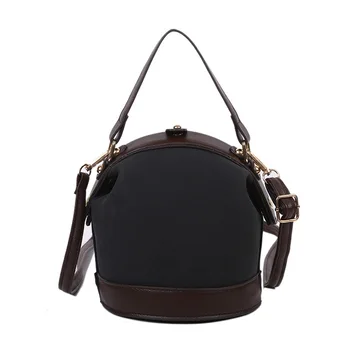 

Vintage Hong Kong Style Pouch Fashion Shoulder Messenger Bag Wild Colorblock Bucket Bag