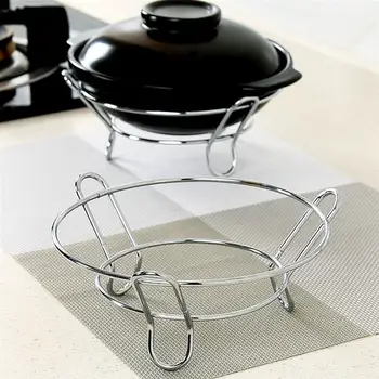 

Stainless Steel Tray Rack Detachable Wood Table Mat Kitchen Pot Heat Insulated Cooling Dish Potholders Gadget Holder