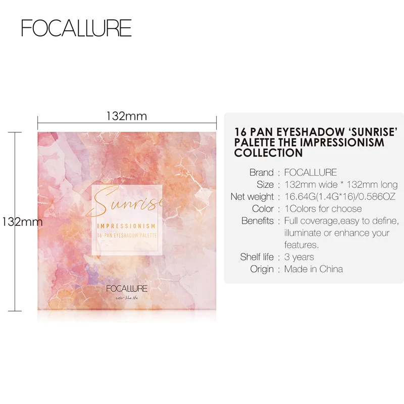 FOCALLURE, новинка, рассвет, тени для век, палитра, блеск, матовый пигмент, тени для век, рассыпчатая пудра, роскошные качественные тени для век