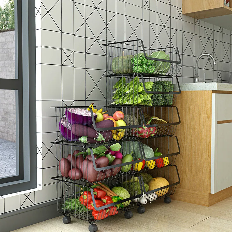 Kitchen racks home floor multi-layer storage racks dish rack vegetable rack basket storage rack supplies kitchen shelf Kitchen racks home floor multi-layer storage racks dish rack vegetable rack basket storage rack supplies kitchen shelf