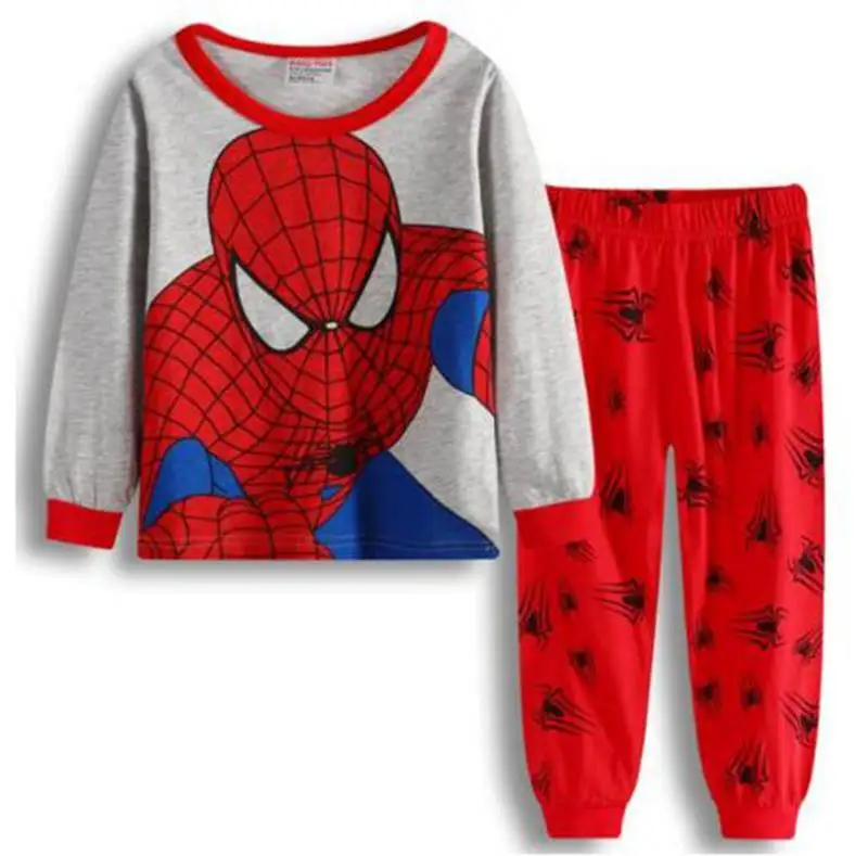 Новинка; Детская Хлопковая пижама, детская одежда для мальчиков и девочек «Человек-паук», пижамы детские ночные пижамы - Цвет: Color as shown