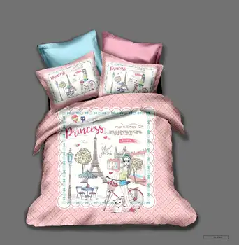 

Cute Girl Bicycle Bedding Set Bedroom Decor Sketch Printing 100% Microfibe 1PC Duvet Cover with Pillowcases No Comforter