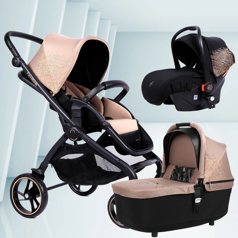 colour8 Luxmom Pram 2 in 1 3 in 1 safety seat, foldable, can lie down and sit down for all seasons - Цвет: colour8