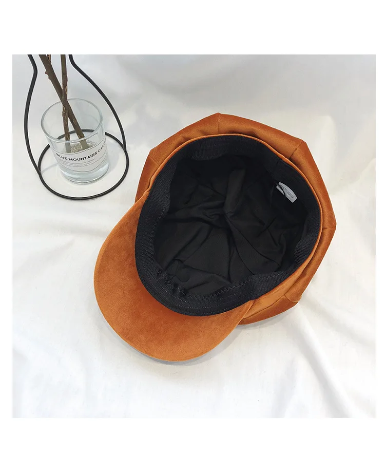 Autumn And Winter Velvet Bud Hat WOMEN'S Korean-style-Versatile British-Style Cute Japanese-style Soft Sister Octagon Beret