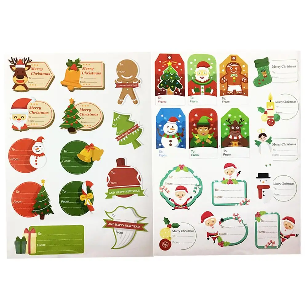 

28PCS Christmas Self Adhesive Gift Tag Stickers Christmas Message Sticker Gift Box Sticker Party Decoration