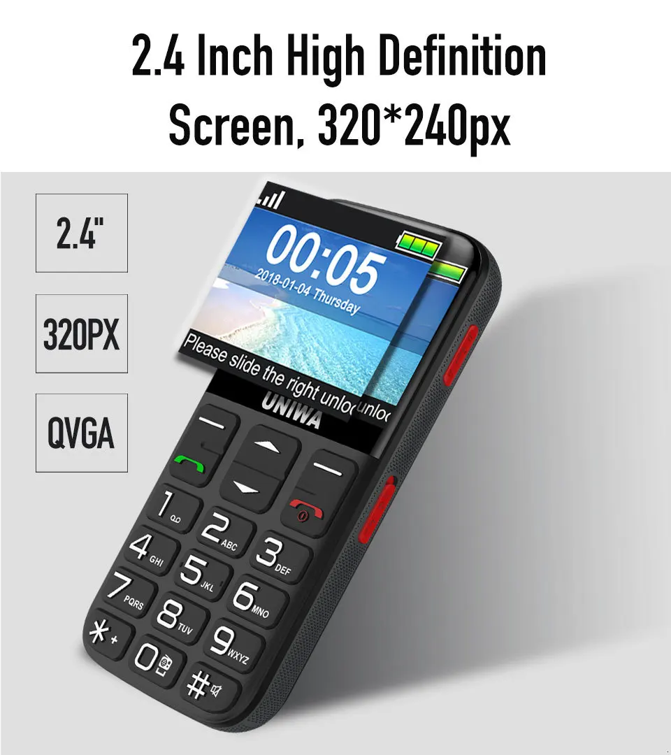 3g WCDMA мобильный телефон с русской клавиатурой 2,31 дюймов gsm 1400 мАч кнопочный SOS FM дешевый разблокированный односимочный мобильный телефон для пожилых людей