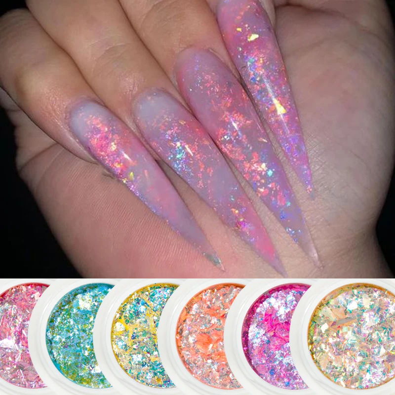 アクリルネイルパウダー 1瓶 キラキラと蓄光性の変化するホログラフィックカラーオパール 21 Nail Glitter Aliexpress