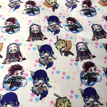 

50*140cm Cartoon Character Demon Slayer Cotton Thin Canvas Fabric For Sewing Diy Tablecloth/Bag/Cushion/ Sofa /Wallet/Backpacks