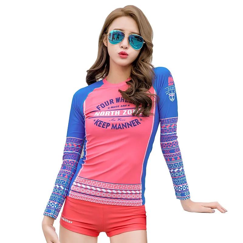 A1 Женские рубашки Rashguard с длинным рукавом для серфинга, пляжная одежда, купальный костюм, медузы, подводное плавание, водные виды спорта - Цвет: A1