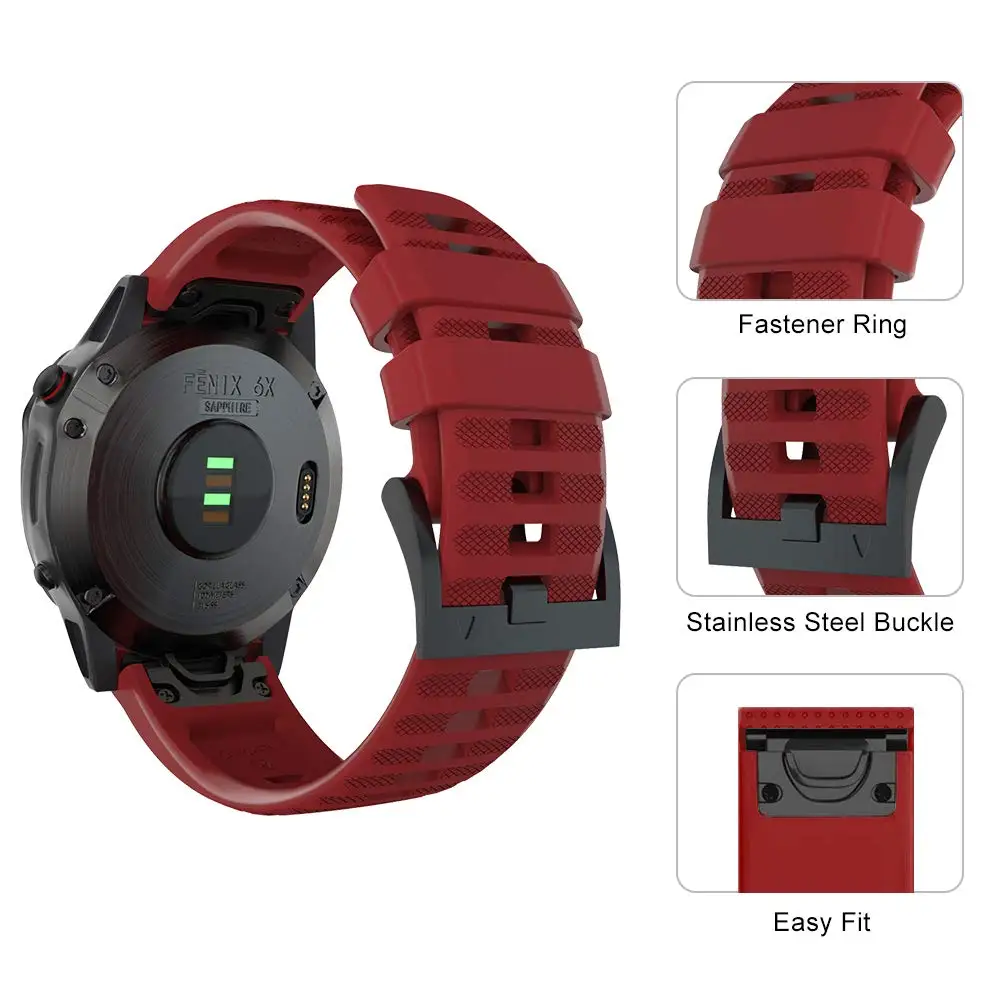 26 мм быстросъемный силиконовый ремешок для наручных часов для Garmin Fenix 6X/5X/Fenix 3/3HR ремешок для наручных часов
