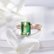 

Foydjew New Simulation Green Tourmaline Rings Plated 18K Rose Gold Inlaid Emerald Adjustable Open Ring For Women Jewelry Gifts
