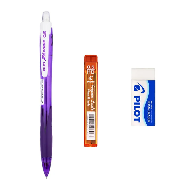 PILOT набор HRG-10R Нескользящая ручка механический карандаш 0,5 мм PPL-5 Карандаш свинец 1 механический карандаш+ 1 трубка заправка+ 1 ластик - Цвет: Фиолетовый