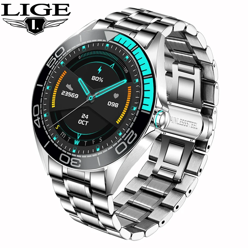 

LIGE Fashion Men Smart Watch Blood Pressure Monitoring Sports Waterproof Watch Information Reminder Smartwatch for Andriod iOS