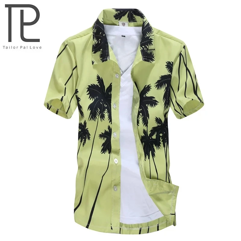 Tailor Pal Love Hawaiian Style Summer wading swimming sports Shirt Men Casual Printed Beach Shirts Short Sleeve Shirts