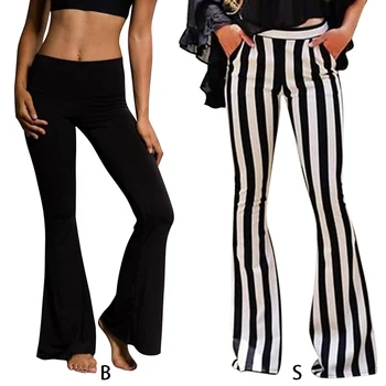 

Fashion Trousers Street Large Striped Pocket Flared Pants Fashion Casual Wide Leg Pants High Elastic Slim Trousers