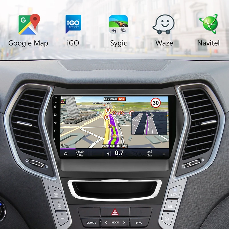 " ips Android 2G+ 32G Автомобильная магнитола для hyundai Santa Fe 3 2013- RDS DSP автонавигационная gps 2 шумовое головное устройство с рамкой