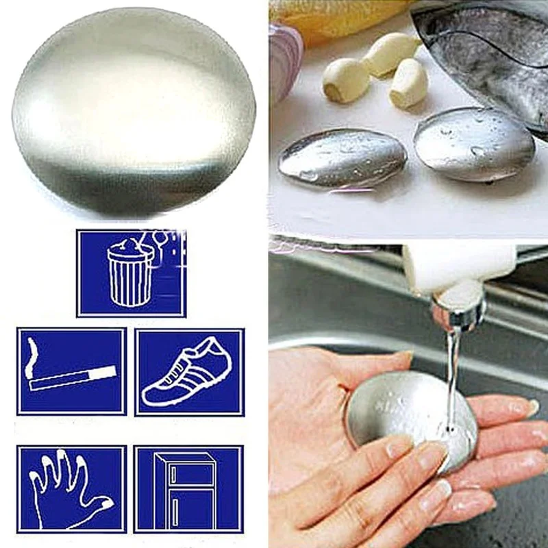 1pcs Stainless Steel Soap Kitchen Garlic Fish Odor Removing Deodorize Eliminating Odor Kitchen Tools
