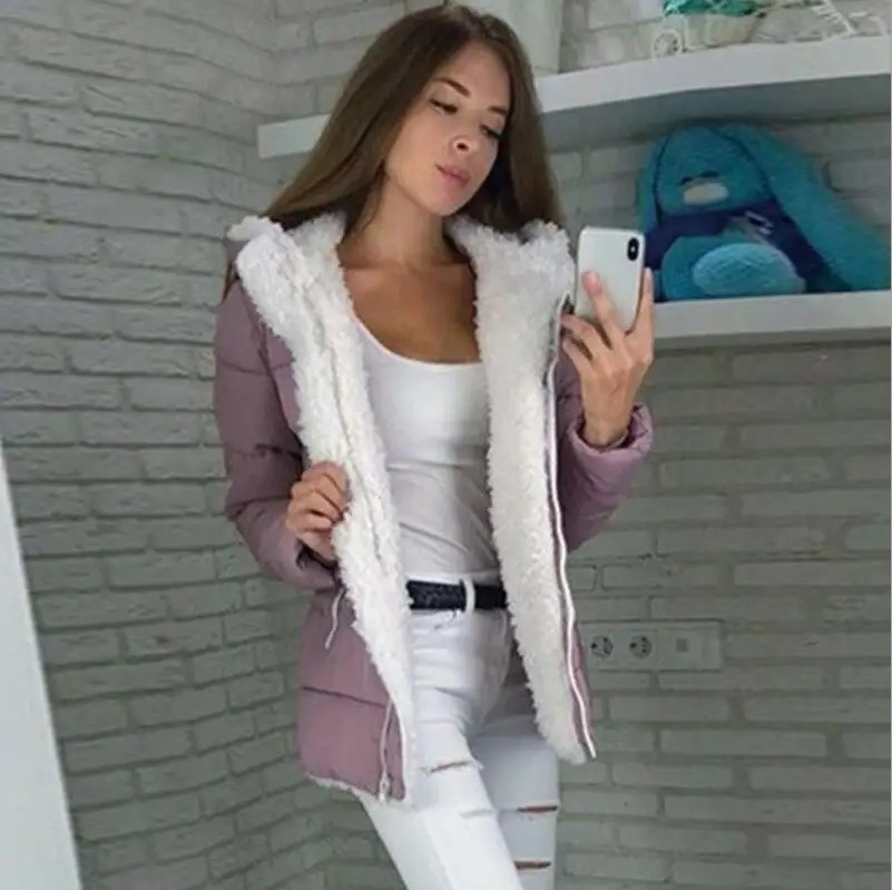 Новые модные женские зимние Утепленные Пальто с длинным рукавом теплая куртка Верхняя одежда на молнии размера плюс S-5XL парки Mujer - Цвет: Pink
