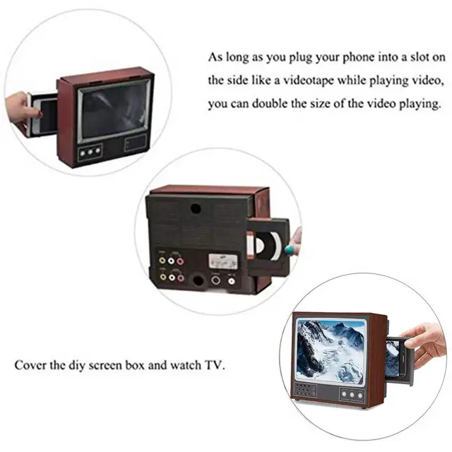 Retro Phone Screen Magnifier 8 Inches 3D Foldable Cell Phone Video Amplifier Projector Bracket Holder For Smartphone Enlarged 4