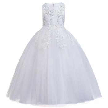 

2020 Summer White Bridesmaid Girl Dress Elegant Kids Dresses For Girls Children Party And Wedding Clothing Long Princess Dress