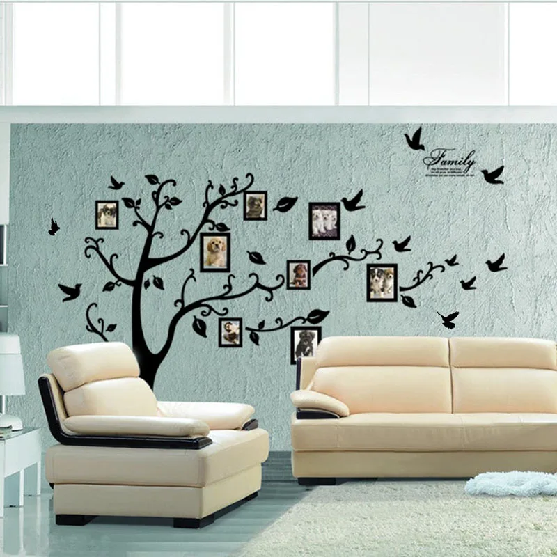 Новый Большой 200*250 см/79 * 99in черный 3D DIY фото дерево настенные наклейки Искусство
