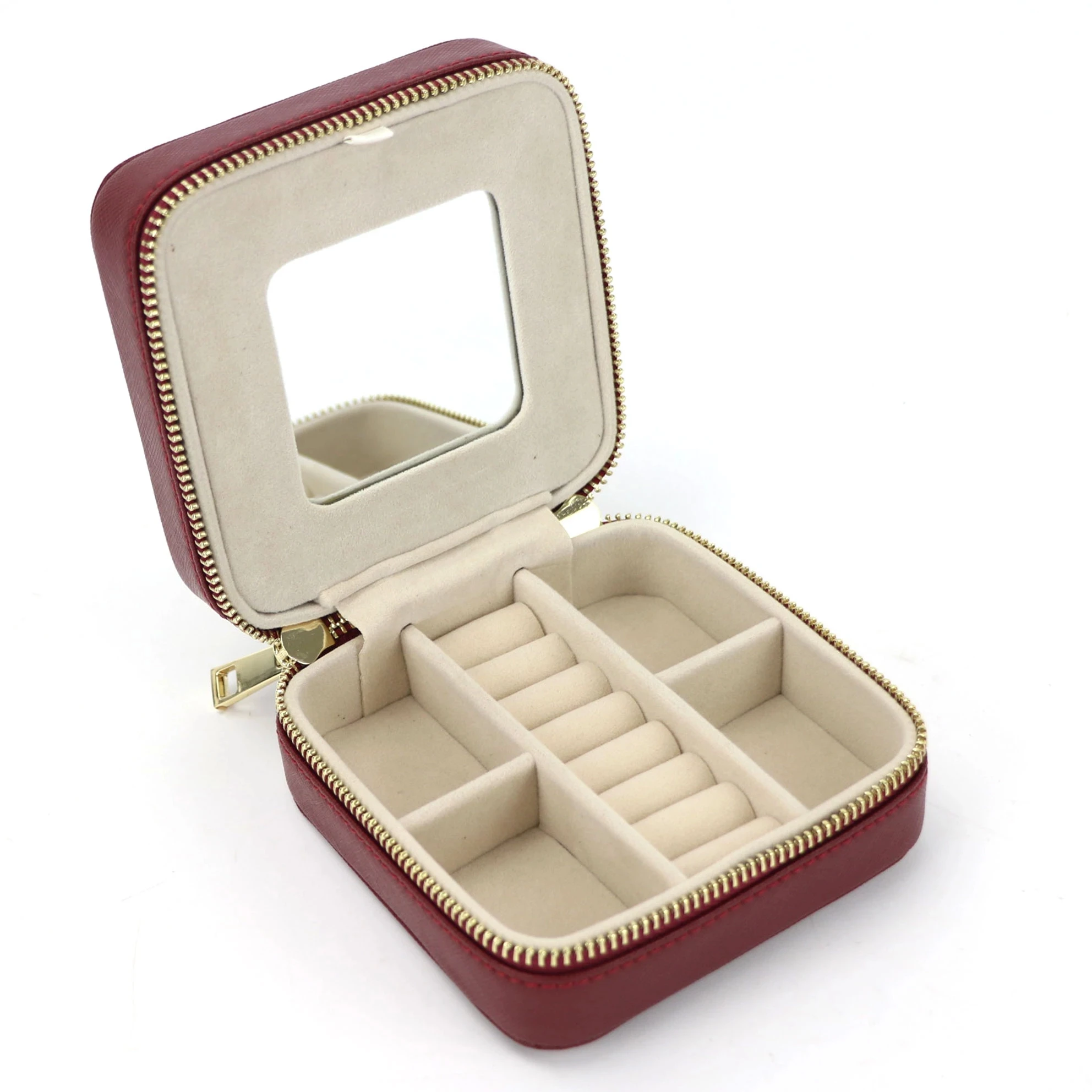 Customized Korean Style Girl Jewelry Box Portable Genuine Leather Earrings Ring Case Multi-function Jewelry Storage Box