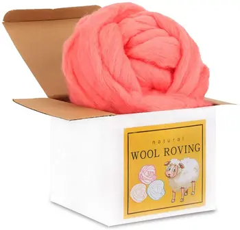 

LMDZ Light Red 8.82oz Wool Roving Bulk,Wool Roving Top for Needle Felting, Soft Felting Wool Supplies for Handmade and DIY Craft