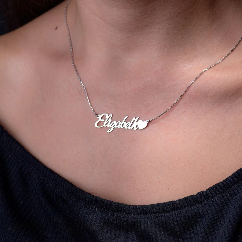 Custom Name Necklace Stainless Steel Gold Choker Personalized Name With Heart Pendant Necklace For Girlfriend Christmas Gift metal space rose gift box mother s day wedding anniversary christmas girlfriend gift sterling silver heart birthday gift