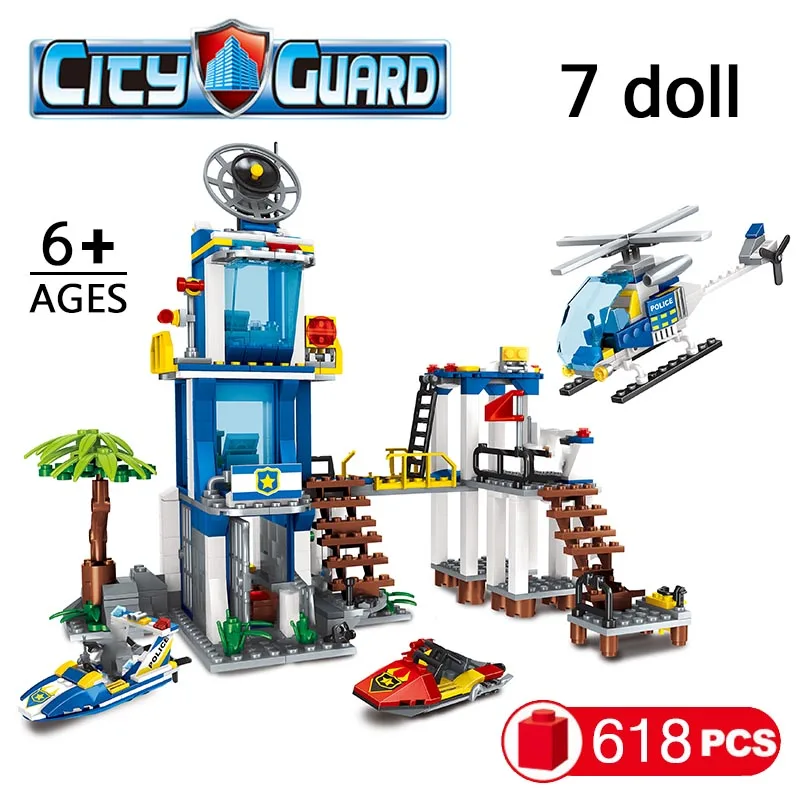 

City Police Station Building Blocks Compatible Legoinglys City Friends Fire Helicopter Truck Bricks Boys Toys for Boys Children