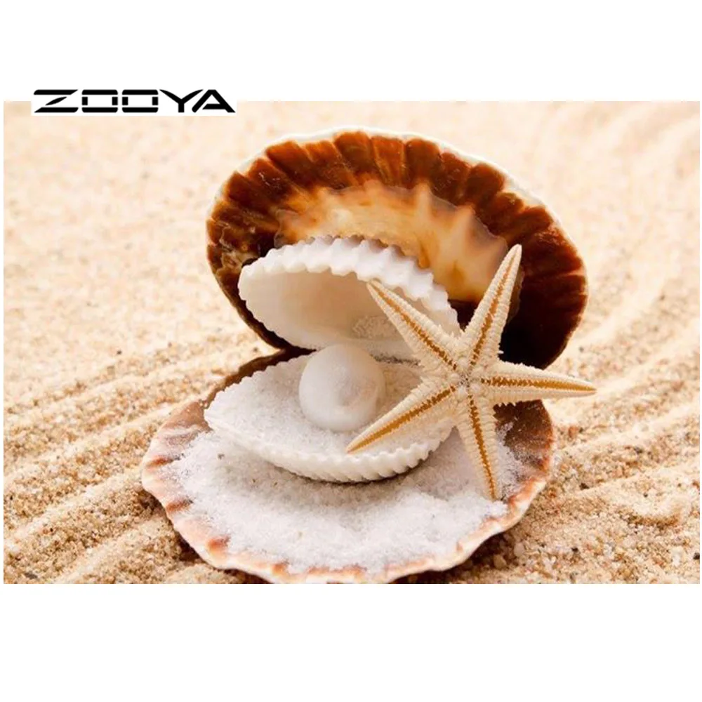 ZOOYA, алмазная вышивка, Рукоделие, сделай сам, стразы, крестообразные наборы, полная Алмазная мозаика, натуральные ракушки морской звезды BB1564