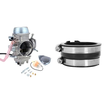 

2 Set Car Accessories:1 Set Carburetor Intake Boot Joint with Clamps & 1 Set Carburetor Carb for Yamaha Rhino 2004-2007