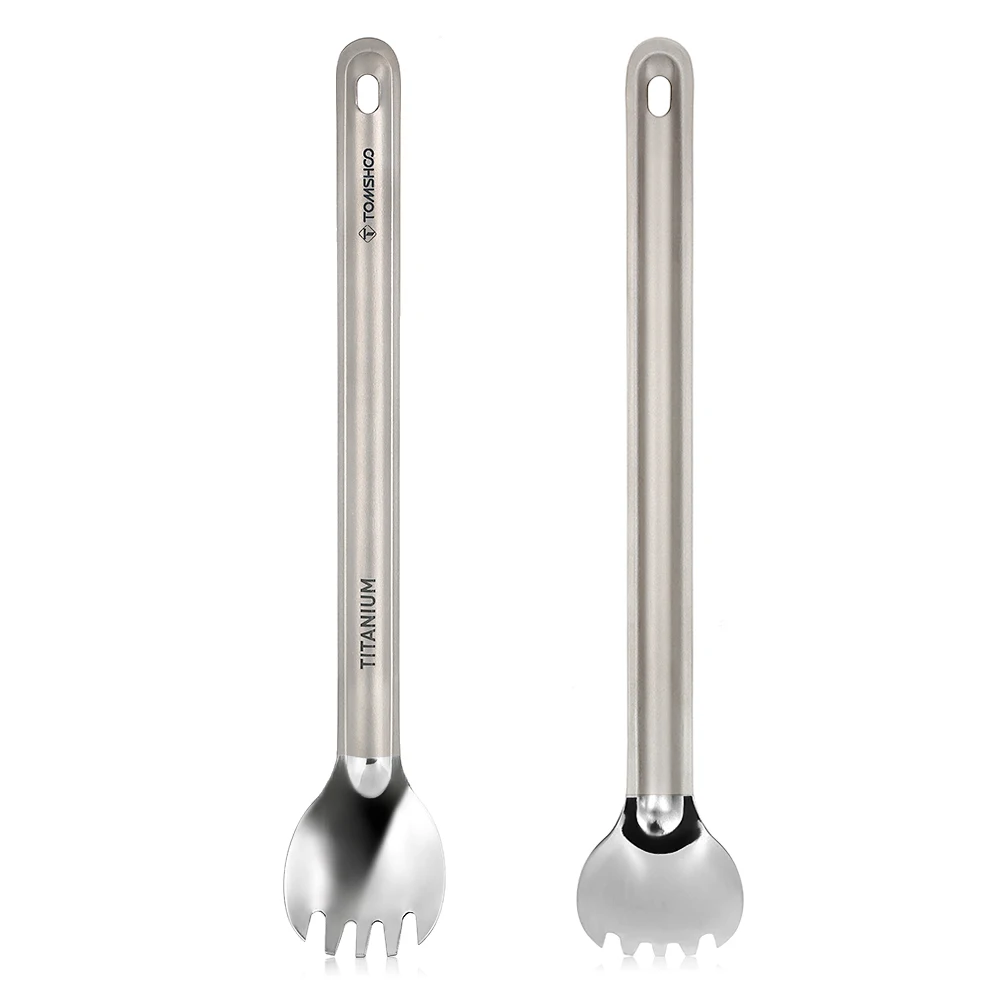 Camping Cutlery Portable Tableware Portable Cutlery Titanium Tableware Titanium Long Handle Spork for Outdoor Camping