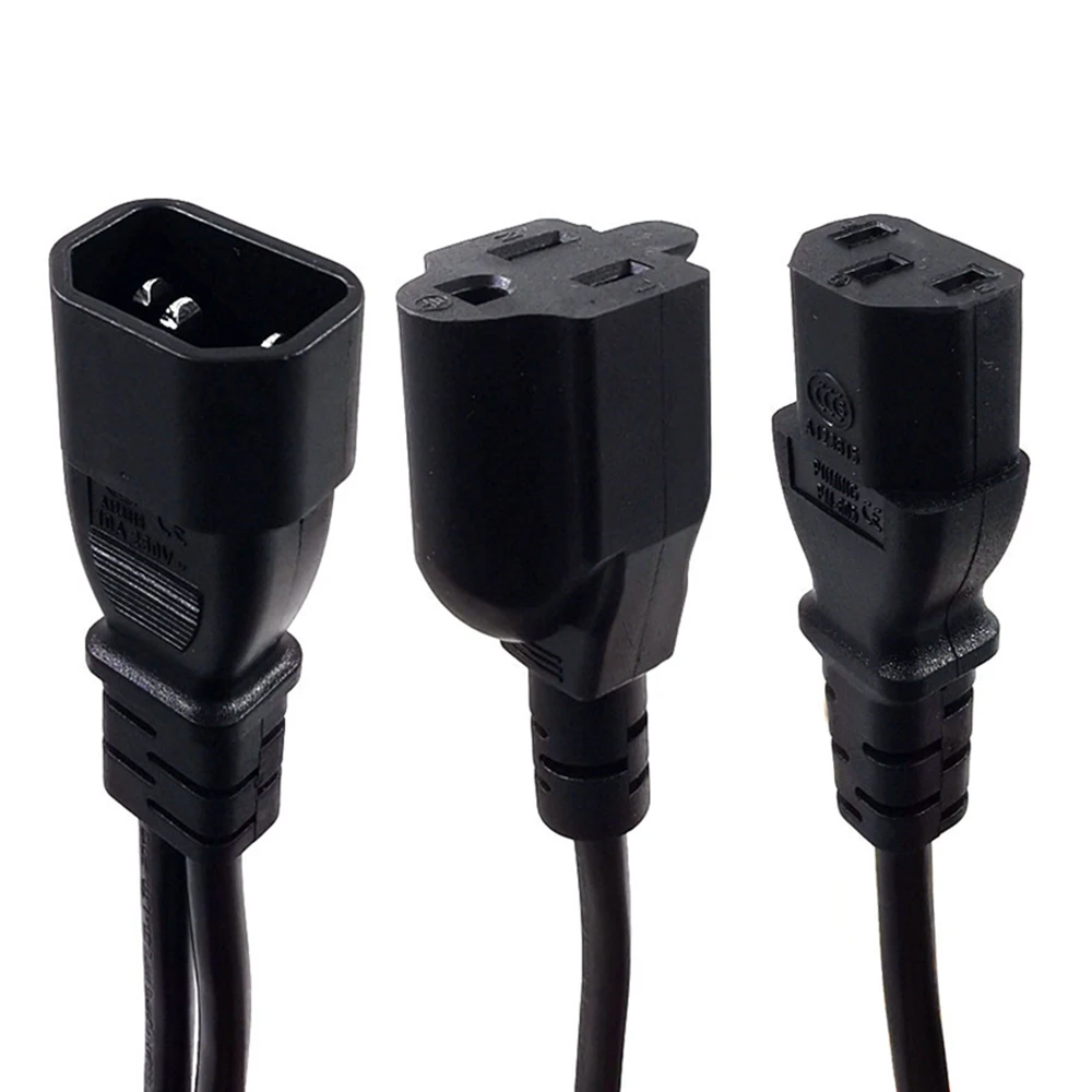 IEC 320 C14 к нам Nema 5-15R+ C13 Мощность Y Тип сплиттер Кабель-адаптер C14 к двойной розетке короткий шнур 10A 250 В