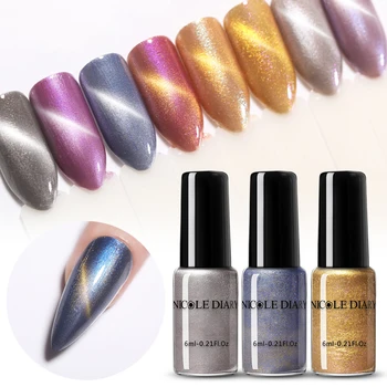 

NICOLE DIARY Colorful Magnetic Cat Eyes Nail Polish varnish Holo Bling Nail Art Varnish Magnet Nail varnish Decoration