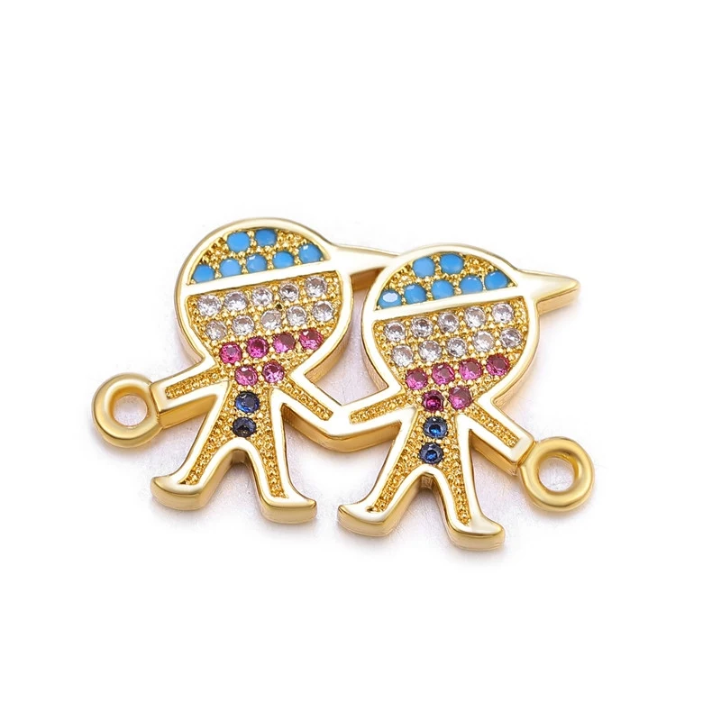 Gold Juya DIY дружба изготовление браслетов аксессуары Красочный Циркон мама мальчик девочка Разъем Подвески рукоделие ювелирные изделия компоненты - Окраска металла: Gold