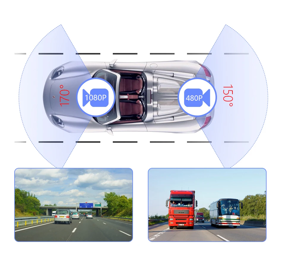 Jansite 1" Автомобильный видеорегистратор поток медиа сенсорный экран Dash cam двойной объектив фронтальная камера 1080P камеры видео-Рекордеры регистраторы заднего вида