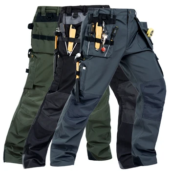 

Men working pants multi-pockets wear-resistant worker mechanic cargo pants work wear trousers high quality machine repair pants